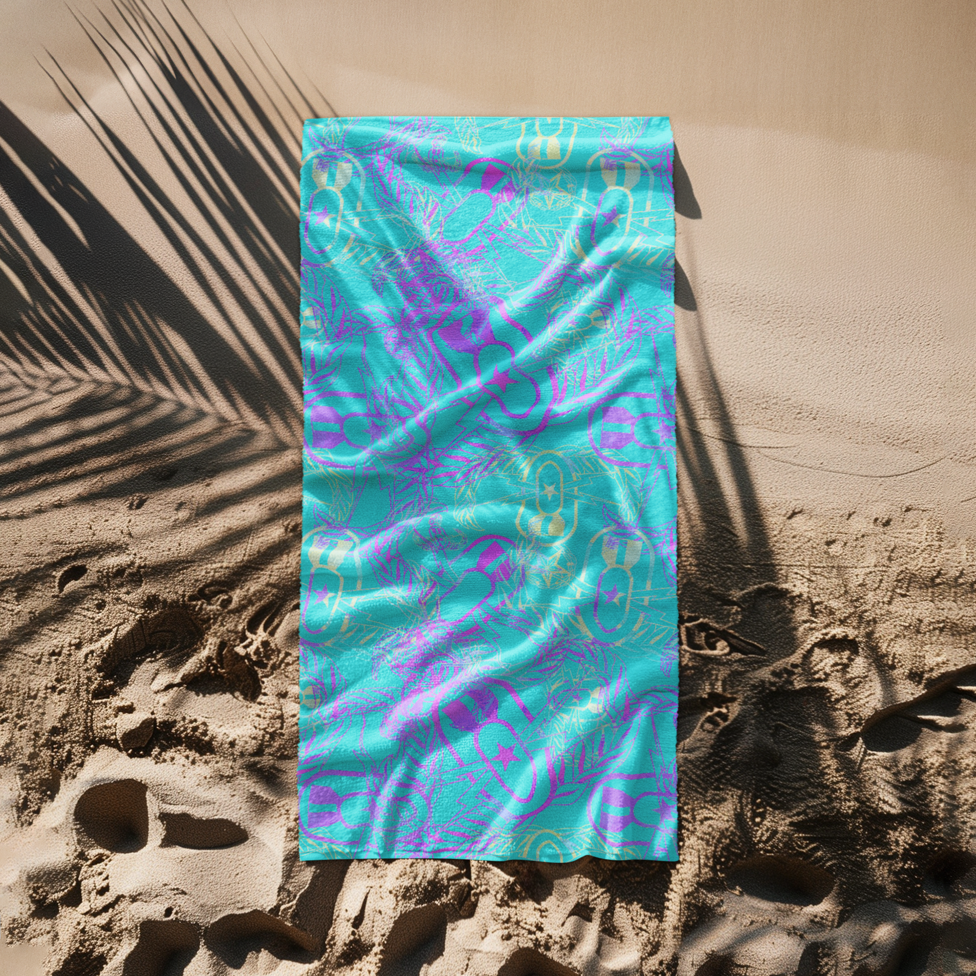 Print On Demand  - Beach Towel - "It's 5 o'clock Somewhere" (Light on Turquoise)