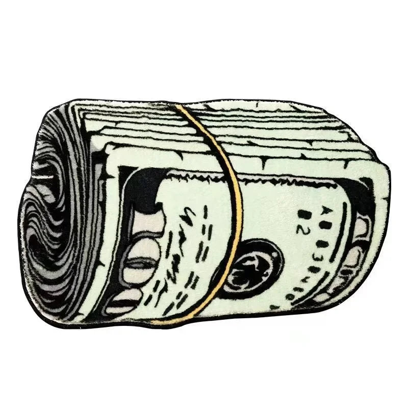 Money Shaped Dollar Rug – Creative Irregular Floor Mat for Bedroom & Door
