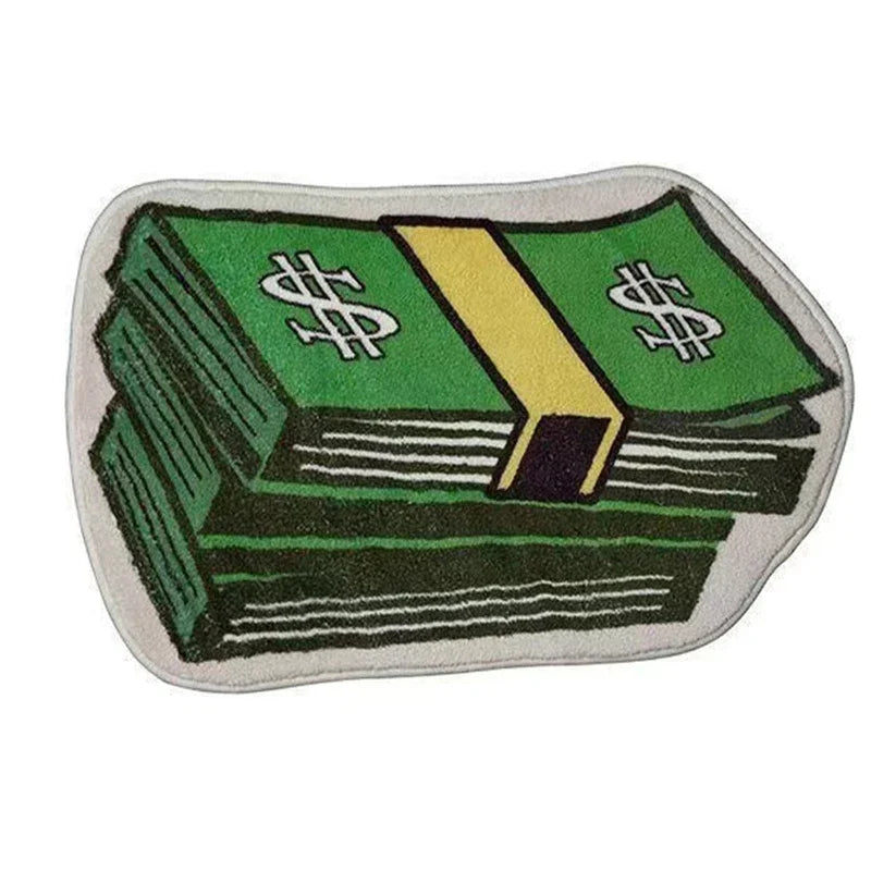 Money Shaped Dollar Rug – Creative Irregular Floor Mat for Bedroom & Door