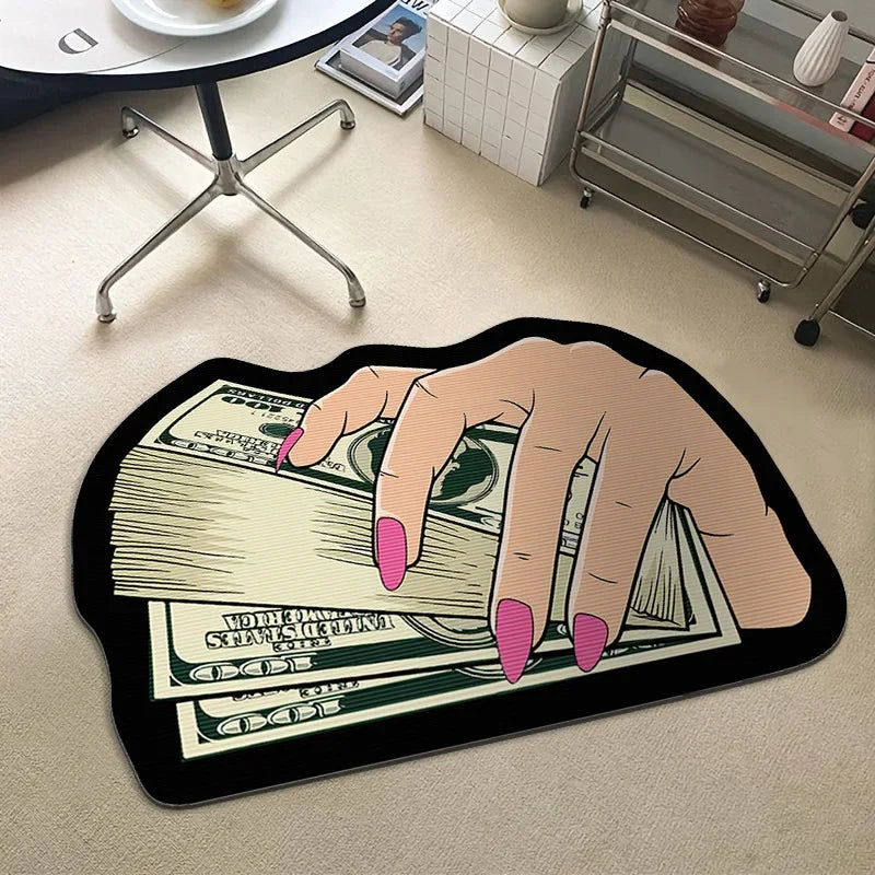 Money Shaped Dollar Rug – Creative Irregular Floor Mat for Bedroom & Door