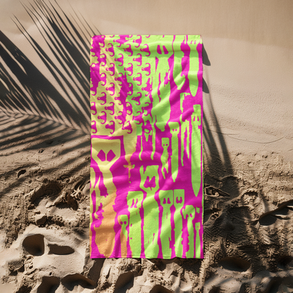 Print On Demand  - Beach Towel - "EOD Bomb Flag" (Pink/Orange/Lime)