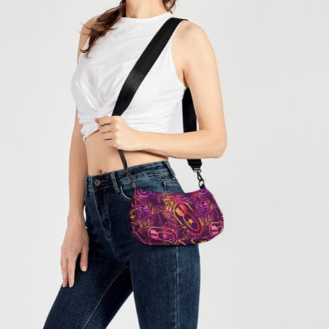 Petite Canvas Purse - "It's 5 o'clock Somewhere" (Yellow/Orange/Purple)